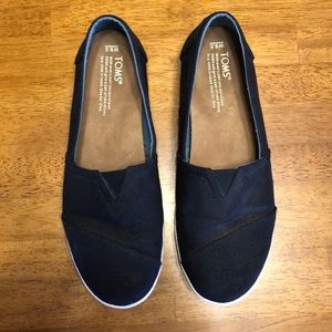 TOMS Avalon Coated Canvas Slip On Sneakers Size 9.5 Black